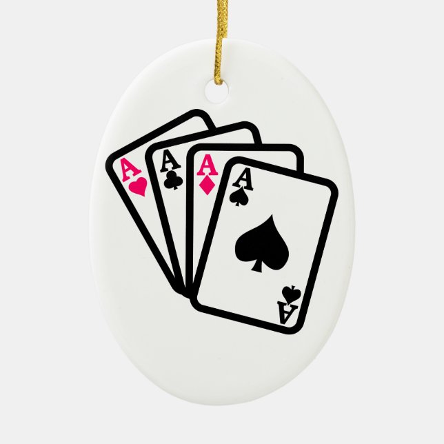 Four Aces Ceramic Tree Decoration (Front)