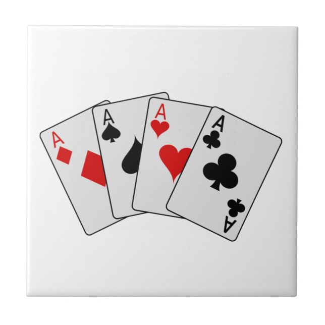 Four Aces (Four of a Kind) Poker Playing Cards Tile (Front)