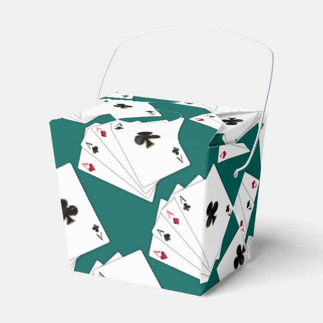 Four Aces Playing Cards Pattern Take Out Favour Bo Box (Front Side)