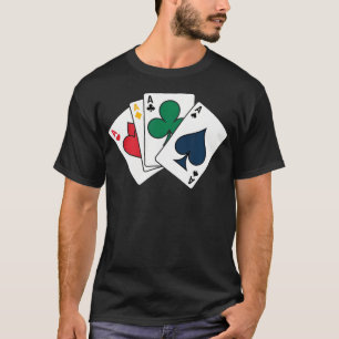 Four Aces Playing Cards Poker Casino Style Wear T-Shirt