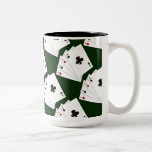 Four Aces Playing Cards Two-Tone Coffee Mug