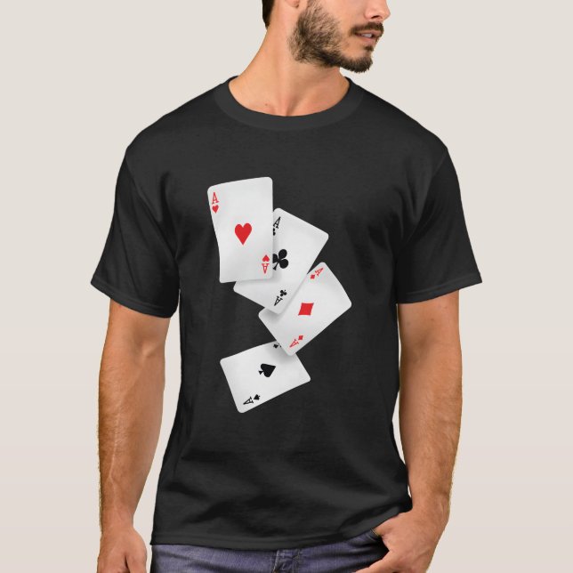 Four Aces Poker Pro Lucky Player Winner Hand T-Shirt (Front)