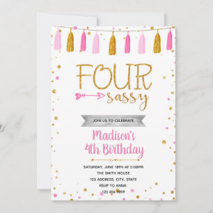 FOUR and sassy birthday Invitation