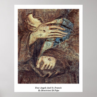 Four Angels And St. Francis By Bencivieni Di Pepo Poster