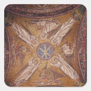 Four angels with the symbols of the square sticker