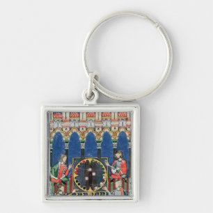 Four Arabic Backgammon Players Key Ring