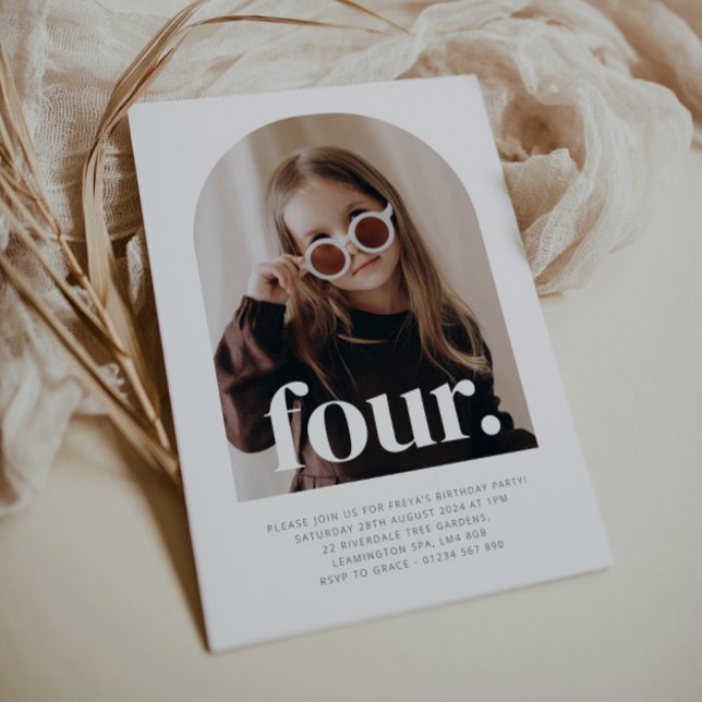 Four Arched Photo Birthday Invitation (Four Arched Photo First Birthday Invitation)