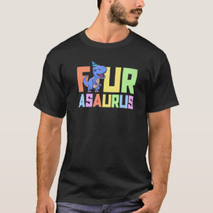 Four Asaurus 4 Years Old Dinosaur Birthday Party 4 T-Shirt