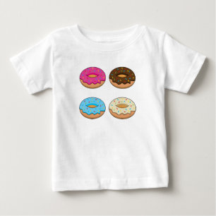 Four Assorted Doughnuts Pattern Baby T-Shirt