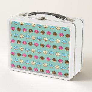 Four Assorted Doughnuts Pattern Metal Lunch Box
