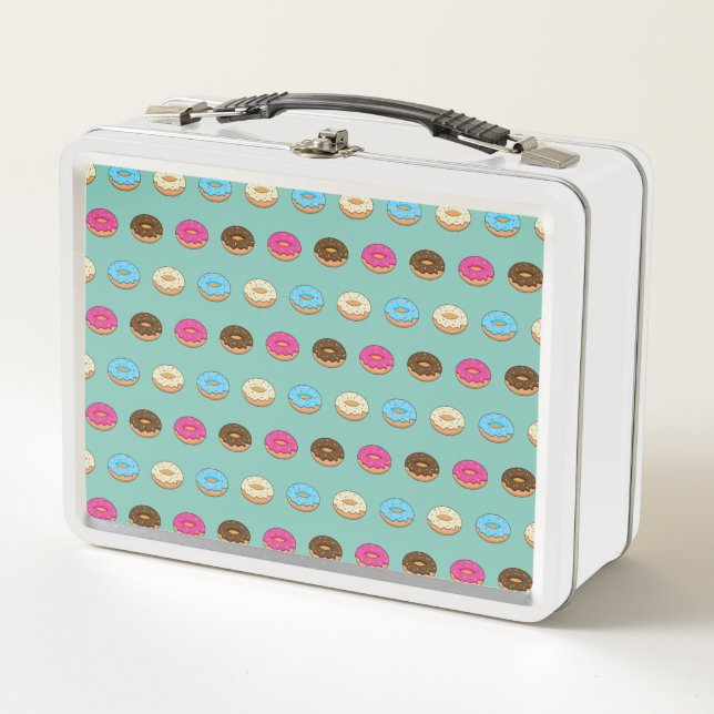 Four Assorted Doughnuts Pattern Metal Lunch Box (Front)