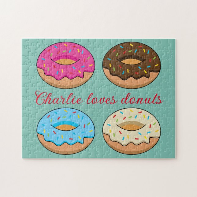 Four Assorted Doughnuts Pattern | Personalise Jigsaw Puzzle (Horizontal)