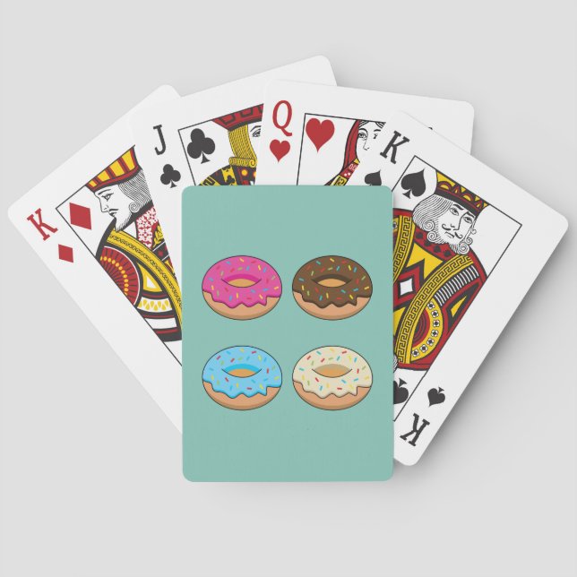 Four Assorted Doughnuts Pattern Playing Cards (Back)