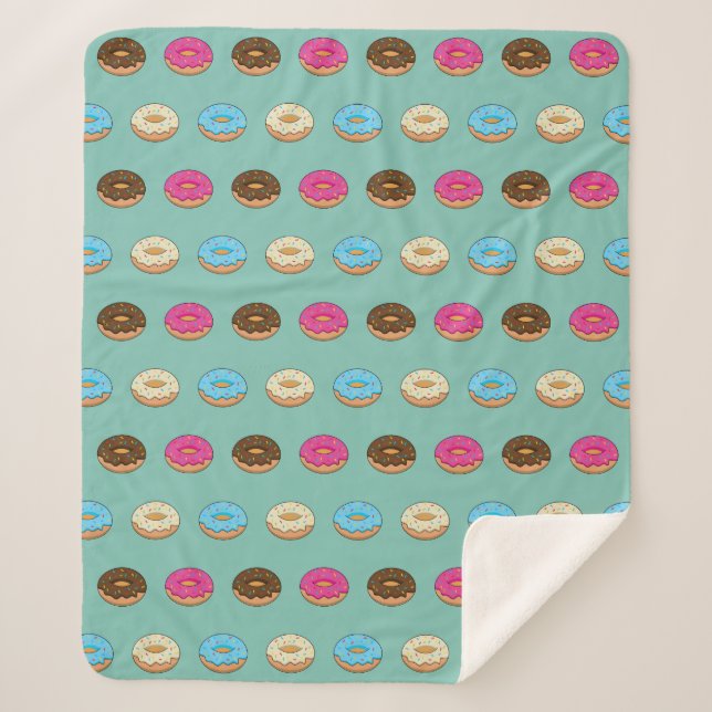 Four Assorted Doughnuts Pattern Sherpa Blanket (Front)