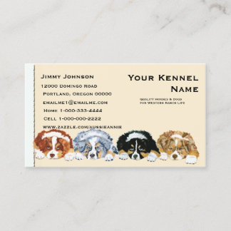 Four Australian Shepherd Puppies Business Card