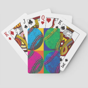 Four Baseballs in Different Colours Playing Cards