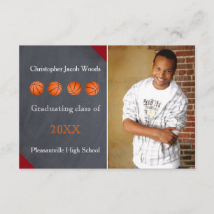 Four Basketball Chalkboard- 3x5 Grad Announcement