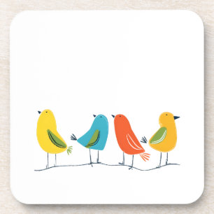 Four Birds of Different Feathers Flock Together Coaster