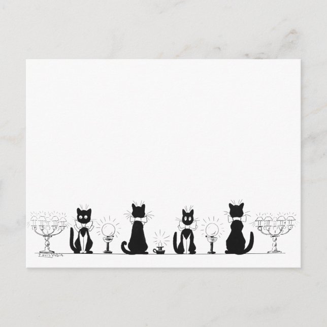 Four Black Cats, Louis Wain Postcard (Front)