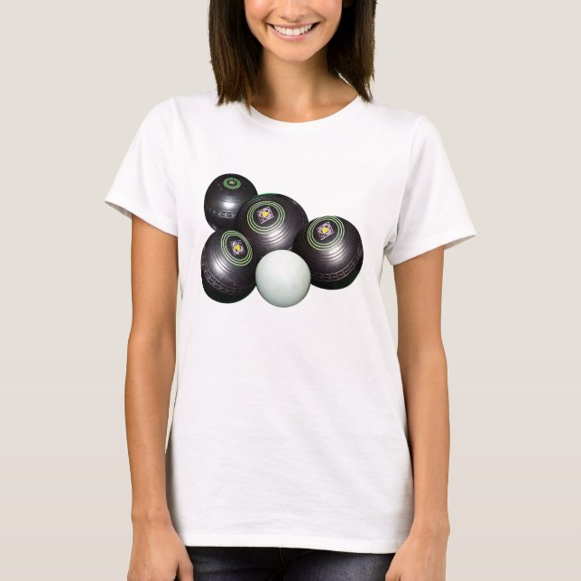 Four Black Lawn Bowls, T-Shirt (Front)