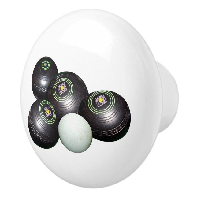 Four Black Vintage Lawn Bowls, Ceramic Knob (Right)