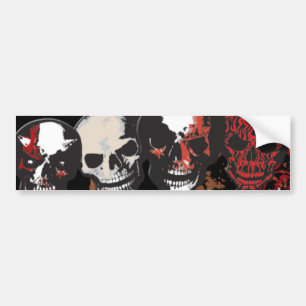 Four Bloody Skulls Scary Bumpersticker Bumper Sticker
