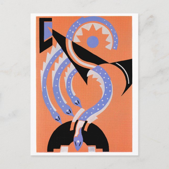 Four Blue Snakes Postcard (Front)