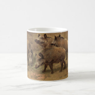 Four Boars in a Grassy Landscape (by Rosa Bonheur) Coffee Mug