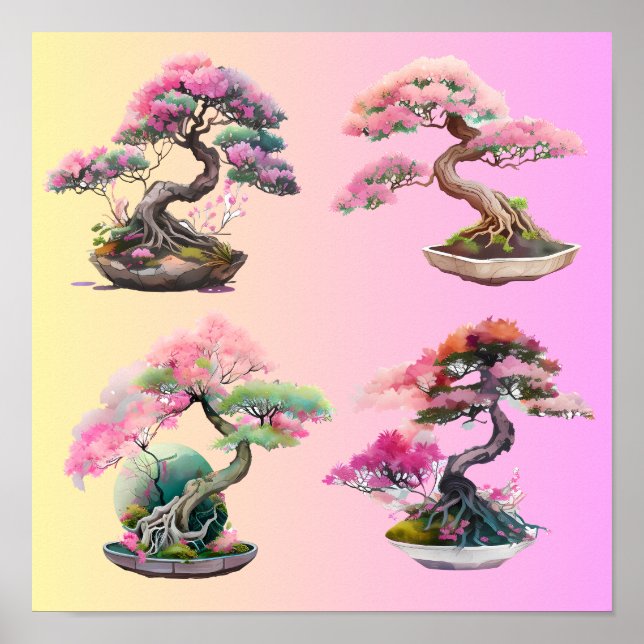 Four bonsai trees poster (Front)
