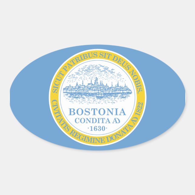 FOUR Boston Flag Oval Sticker (Front)
