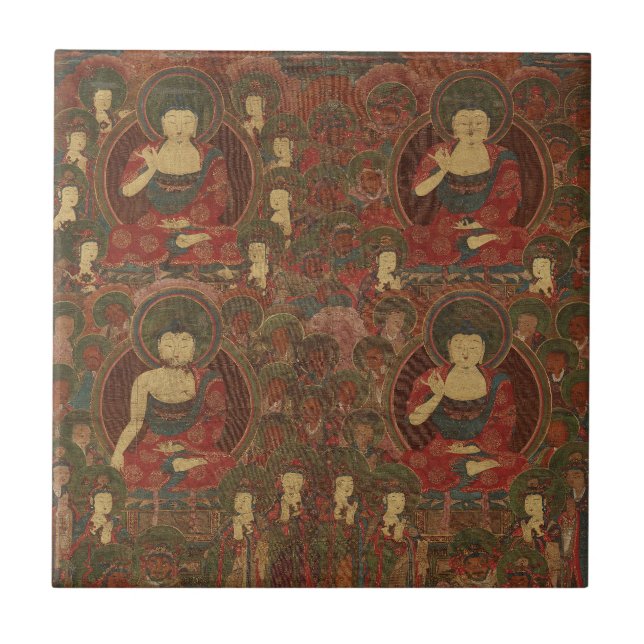Four Buddhas in Pure Land Buddhism Tile (Front)