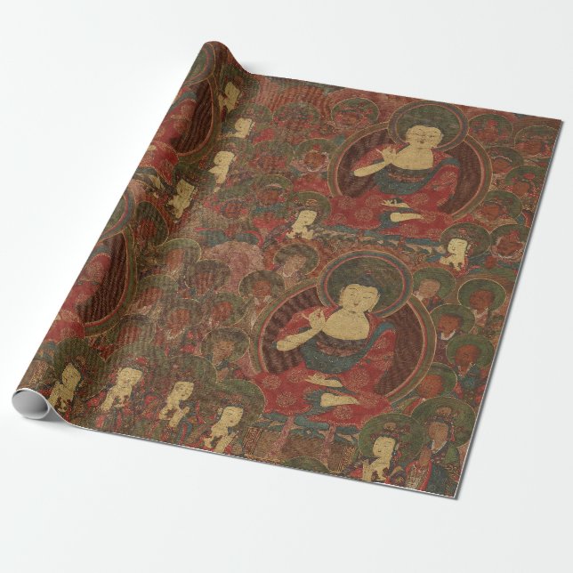 Four Buddhas in Pure Land Buddhism Wrapping Paper (Unrolled)