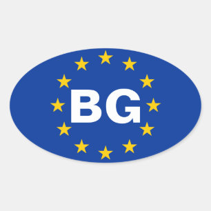 FOUR Bulgaria "BG" European Union Flag Oval Sticker
