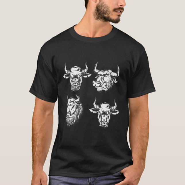 Four Bulls Vintage Style Bull T-Shirt (Front)