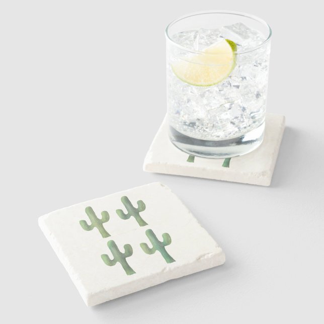 Four cacti watercolor marble coaster (Creator Uploaded)
