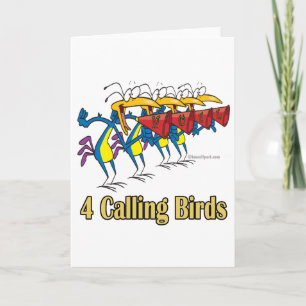 four calling birds 4th fourth day of christmas holiday card