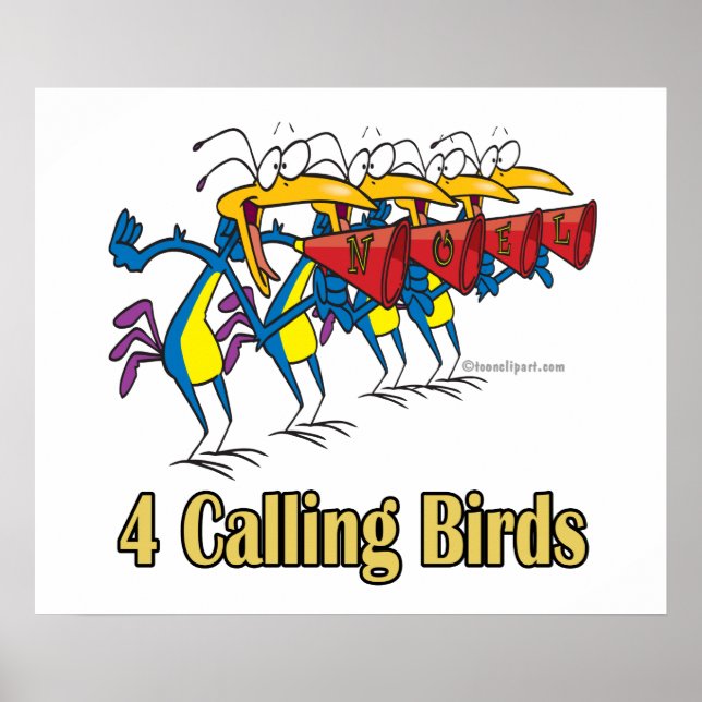 four calling birds 4th fourth day of christmas poster (Front)