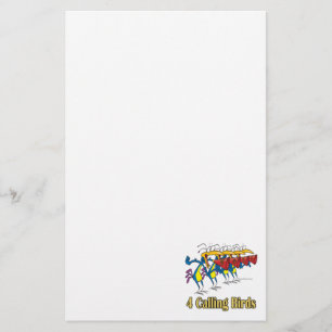 four calling birds 4th fourth day of christmas stationery