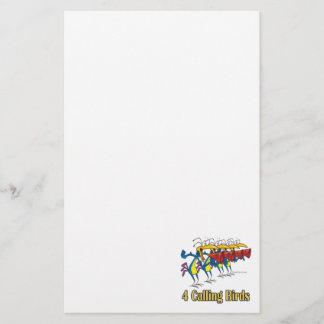 four calling birds 4th fourth day of christmas stationery