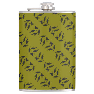 Four Calling Birds Cut-Out Stencil-Style 3 Hip Flask