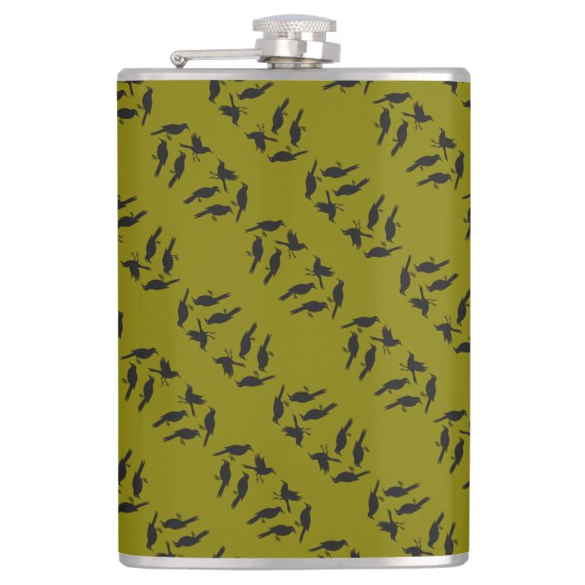 Four Calling Birds Cut-Out Stencil-Style 3 Hip Flask (Front)