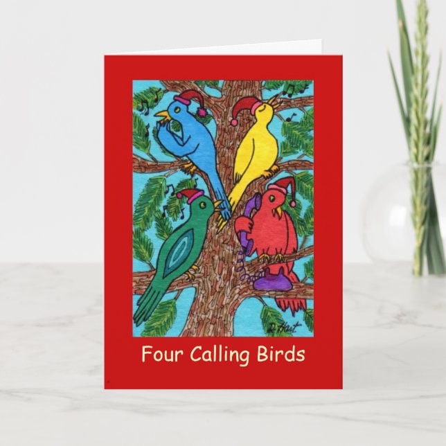 Four Calling Birds Holiday Card (Front)
