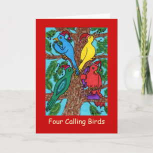 Four Calling Birds Holiday Card