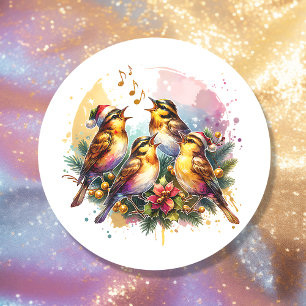 Four Calling Birds   Twelve Days of Christmas Classic Round Sticker