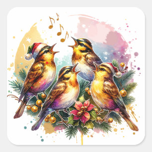 Four Calling Birds   Twelve Days of Christmas Square Sticker