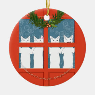 Four Calling Cats... Ceramic Tree Decoration