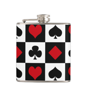 Four card suits hip flask