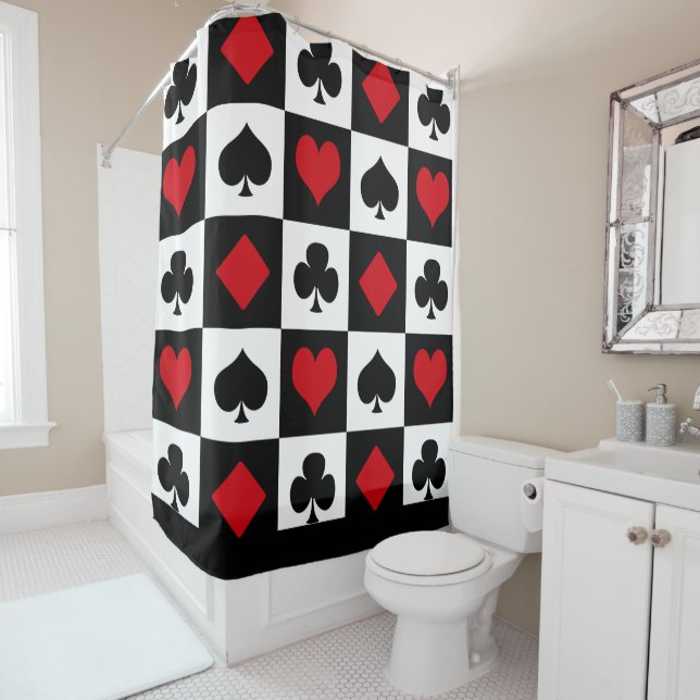 Four card suits shower curtain (In Situ)