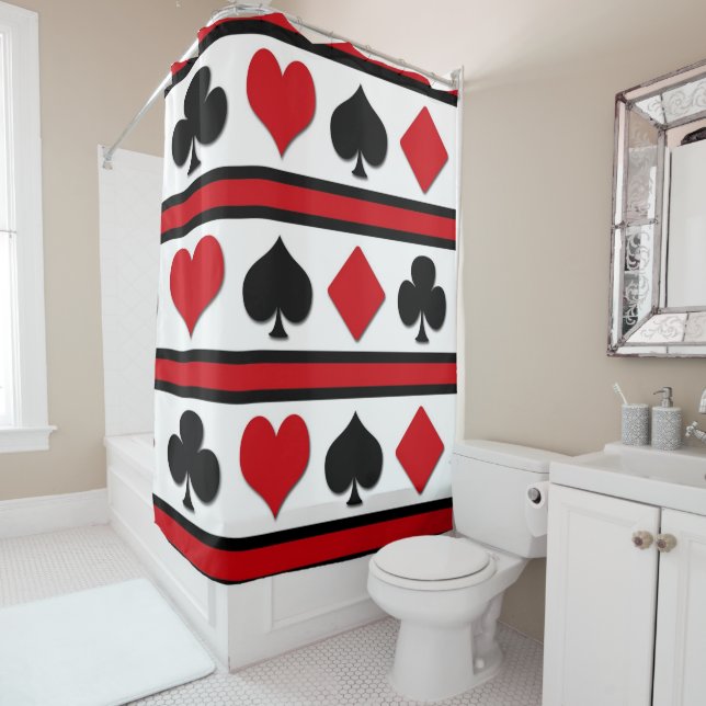 Four card suits shower curtain (In Situ)
