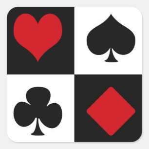 Four card suits square sticker